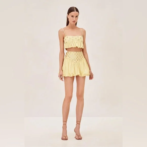 Yellow mirror bubble skirt set - Picture 2 of 4